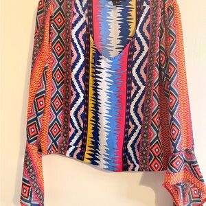 Colorful Geometric Patterned Women's Top